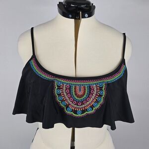 Hobie Bikini Top Women's Band 30" Small Swim Colorful Embroidering Adj Straps